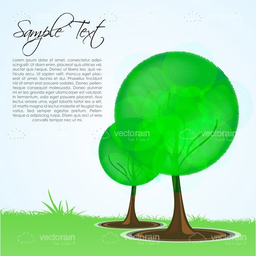 Natural Landscape with Geometric Trees and Sample Text